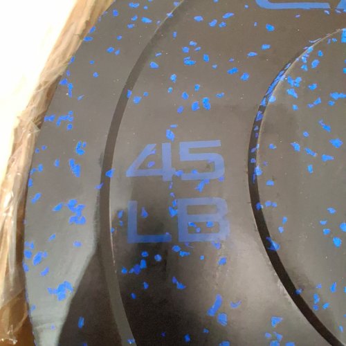 CAP SPECKLED BUMPER PLATE - 45LBS - BLACK/BLUE (MODEL: OPR9IS-045) image 2