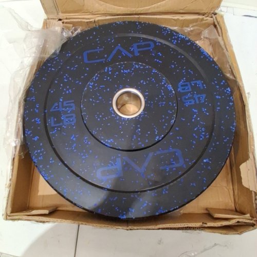 CAP SPECKLED BUMPER PLATE - 45LBS - BLACK/BLUE (MODEL: OPR9IS-045) image 3