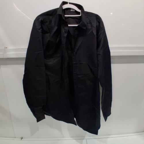 men's LONG SLEEVE BUTTON-UP DRESS SHIRT - EXTRA LARGE - BLACK image 2