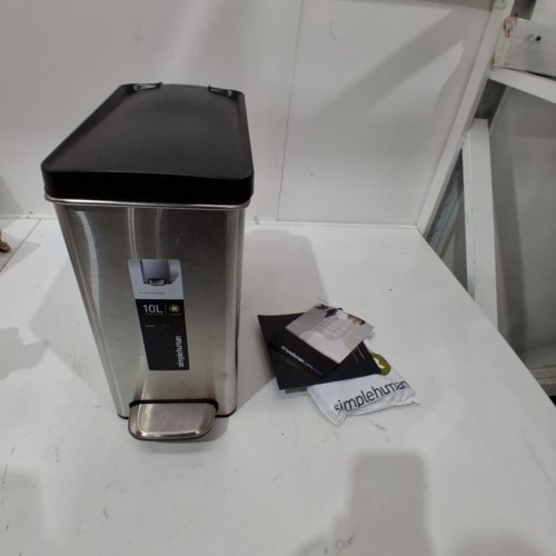 SIMPLE HUMAN SLIM PROFILE STEP CAN WITH STEEL PEDAL - 10 L - SILVER / BLACK - (MODEL:CW1180) image 3