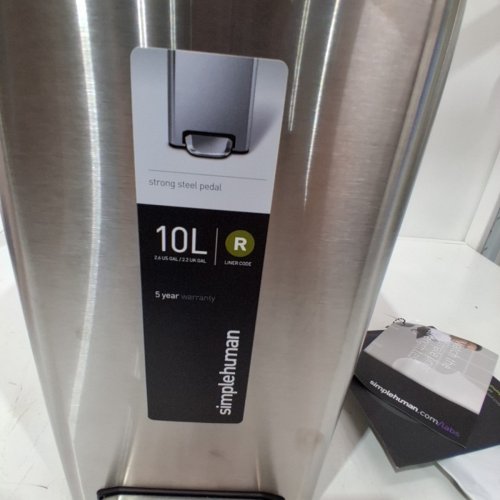 SIMPLE HUMAN SLIM PROFILE STEP CAN WITH STEEL PEDAL - 10 L - SILVER / BLACK - (MODEL:CW1180) image 5