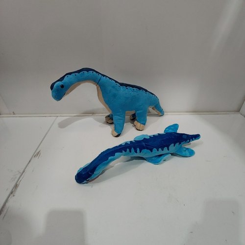 2PC PLUSH BRACHIOSAURUS & PLESIOSAUR DINOSAUR TOYS - BLUE image 2