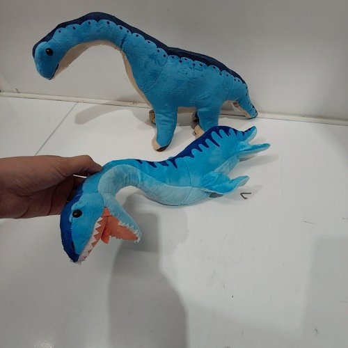 2PC PLUSH BRACHIOSAURUS & PLESIOSAUR DINOSAUR TOYS - BLUE image 3