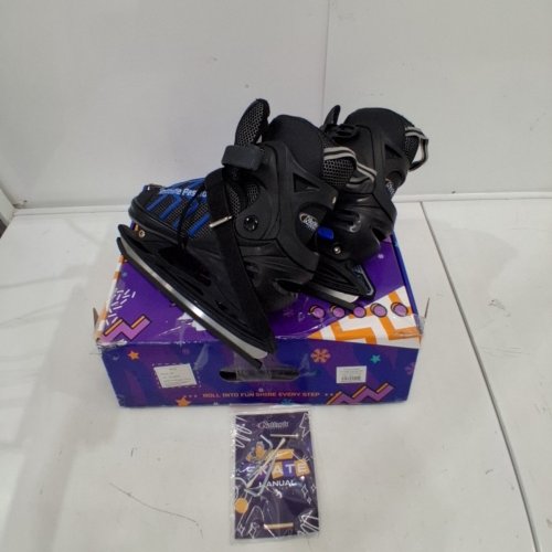 KIDS NATTORK ADJUSTABLE ICE SKATE - EXTRA LARGE (8-10), SOFT PADDING AND REINFORCED ANKLE SUPPORT - BLUE/BLACK (MODEL: 801) image 2