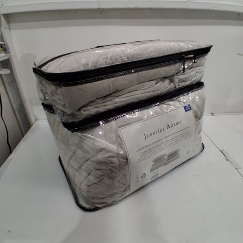 6PC JENNIFER ADAMS REVERSIBLE ALL SEASON COMFORTER BEDDING SET - QUEEN- TAN/WHITE (STYLE: 1796280) image 5
