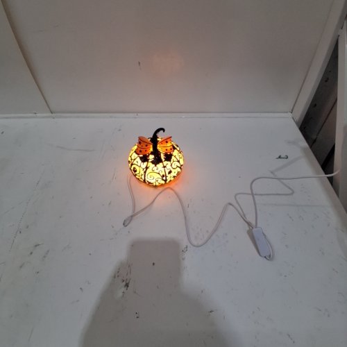 LED HALLOWEEN RESIN PUMPKIN DECORATIVE USB LIGHT - 5.9" - ORANGE/BLACK image 2