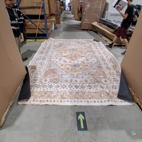TRADITIONAL WASHABLE AREA RUG - 8FT X 10FT - BEIGE MULTICOLOUR image 2