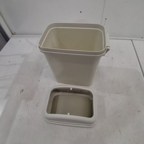 DVKPTBK SMALL TRASH CAN WITH LID - PLASTIC GARBAGE CAN, SLIM WASTE BIN FOR UNDER SINK/CABINET - BEIGE image 2