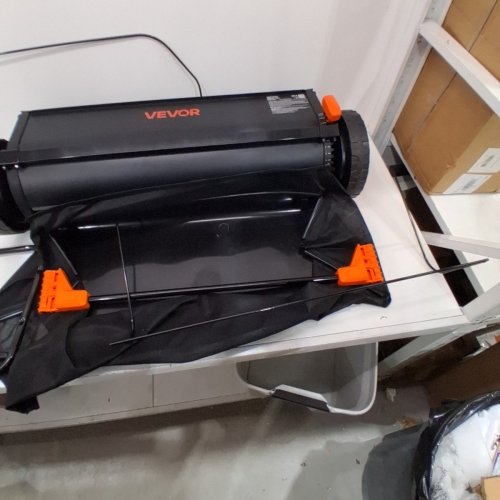 PUSH LAWN SWEEPER WITH HOPPER BAG, ADJUSTABLE BRUSH HEIGHT & SPINNING BRUSHES - 30" LEAF & GRASS COLLECTOR WITH 7 CU. FT. - ORANGE/BLACK-(MODEL: S19-003A) image 4