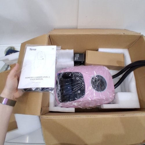 TERA HOME LEVEL 2 ELECTRIC VEHICLE SMART CHARGING STATION WITH MANUAL SETTING and app control - 25FT CABLE - COMPATIBLE WITH TESLA MODELS - PINK image 3