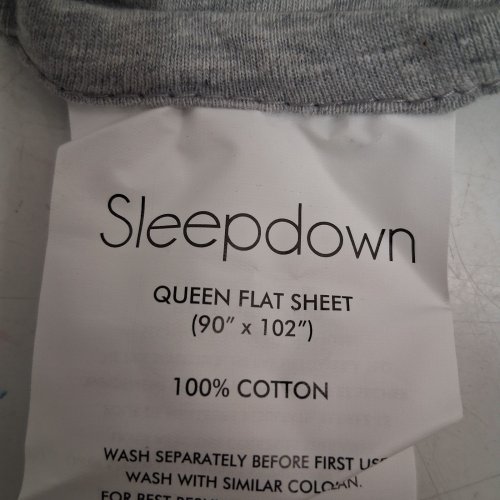 4 PC SLEEPDOWN 100% COTTON FLAT SHEET - QUEEN - GRAY FITTED SHEET, 2 PILLOW COVERS image 2