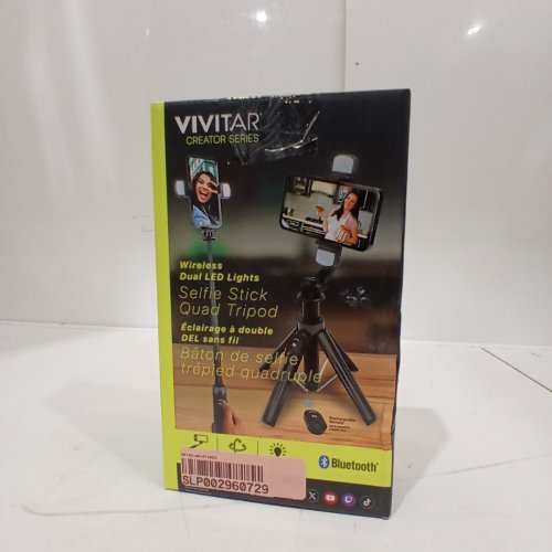 VIVITAR SELFIE STICK TRIPOD WITH QUAD LED LIGHTS - BLACK (MODEL: VIVTR2L36-NOC) image 4