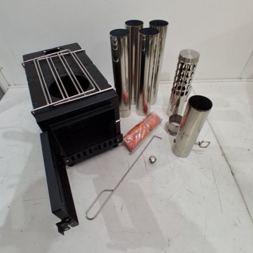 REDCAMP PORTABLE HOT TENT STOVE WOOD BURNER WITH WINDPROOF CHIMNEY- 34.5" X 20.5" - BLACK image 2