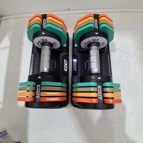 2PK ADJUSTABLE DUMBBELLS WITH ANTI-SLIP HANDLES - 4.5LBS-22.5LBS - MULTICOLOUR/BLACK image 3