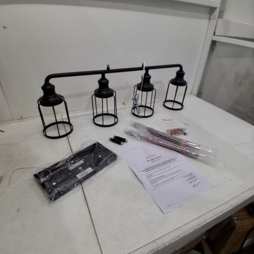 MAVCADONF 4-LIGHT LINEAR PENDANT LIGHT FIXTURE ADJUSTABLE -E26 SOCKET/120V - BLACK METAL (MODEL: PM2121-4L-MB) image 2