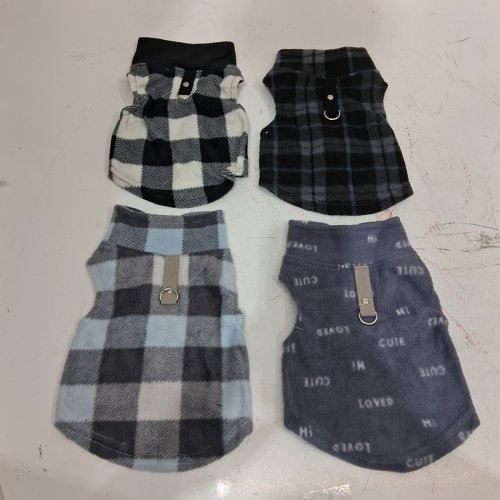 4PK RBENXIA SOFT FLEECE BUFFALO PLAID DOG SWEATERS FOR SMALL DOGS - SMALL - BLUE/WHITE image 2