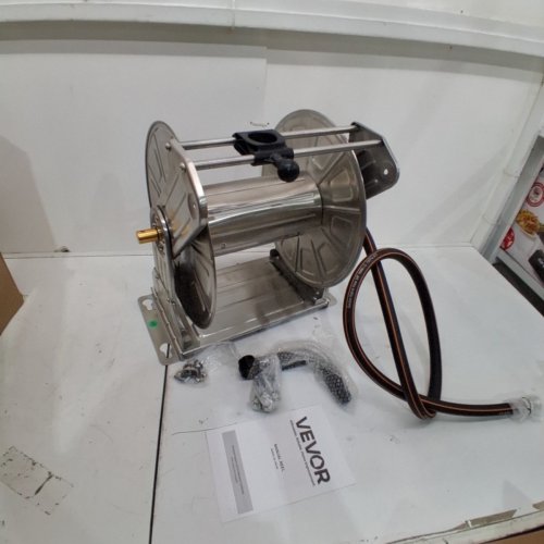 STAINLESS STEEL WALL MOUNTED MANUAL GARDEN HOSE REEL - HOLDS 150FT 5/8" HOSE - SILVER (MODEL: ‎HL-SW-8E) image 2