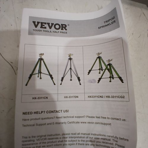 VEVOR TRIPOD SPRINKLER - 42FT RADIUS - SILVER/BLACK image 2