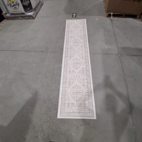 DECORATIVE MEDALLION PATTERNED RUG RUNNER - BEIGE/TAUPE image 2