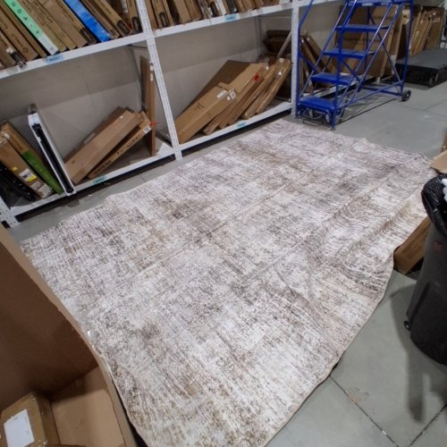 WASHABLE AREA RUG NEUTRAL ABSTRACT CARPET - 9FT X 12FT  - BEIGE AND BROWN image 2