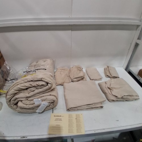 7PC BEDSURE GENTLESOFT PINTUCK COMFORTER SET - QUEEN - BEIGE image 3