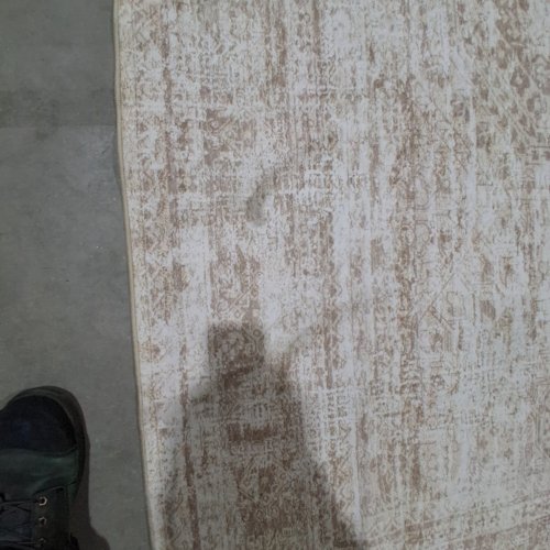 DISTRESSED ABSTRACT AREA RUG - 8FT X 10FT - CREAM AND BEIGE image 3