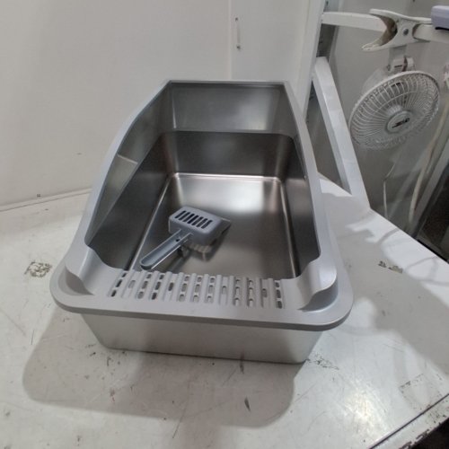 KISENG STAINLESS STEEL CAT LITTER BOX - 17" X 13" - GREY image 2