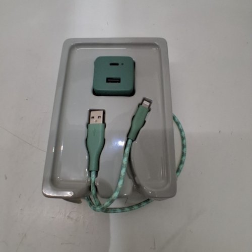 2PC HEYDAY DUAL PORT USB-A AND USB-C HOME CHARGING KIT WITH USB-C TO LIGHTNING CABLE - MADE FOR IPHONE & IPAD - 6FT - SAGE GREEN image 3