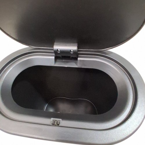 ANZOYMX STAINLESS STEEL NARROW BATHROOM TRASH CAN WITH POP-UP LID AND SEPARATE INNER BARREL - 6.8L - BLACK image 3