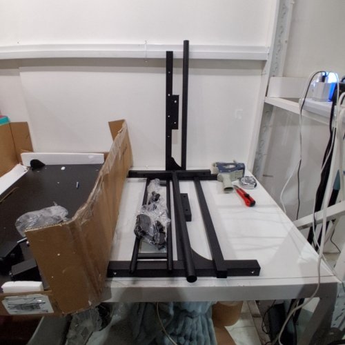 ADJUSTABLE-HEIGHT SMALL STANDING COMPUTER DESK ON WHEELS - 31.5" X 16" X 27"-43.5" - BROWN/BLACK (MODEL: MD06G) image 5