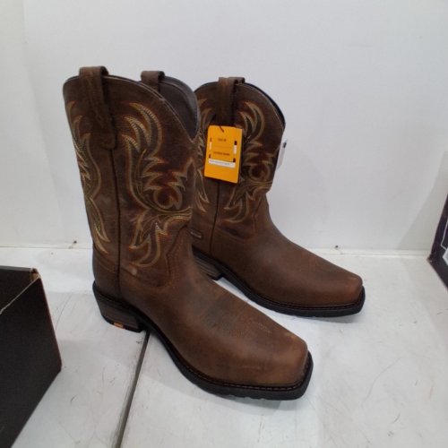 MEN'S ARIAT IRONSIDE SQUARE TOE STEEL TOE WORK BOOT - 10- BROWN image 4