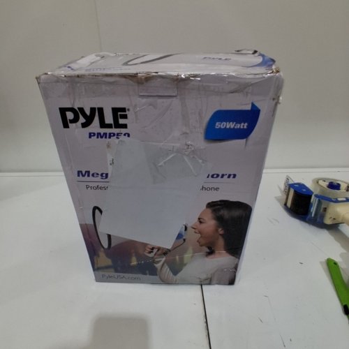 PYLE MEGAPHONE SPEAKER PA BULLHORN WITH BUILT-IN SIREN - 50W - 1600 YARD - WHITE/BLUE (MODEL: PMP50) image 5