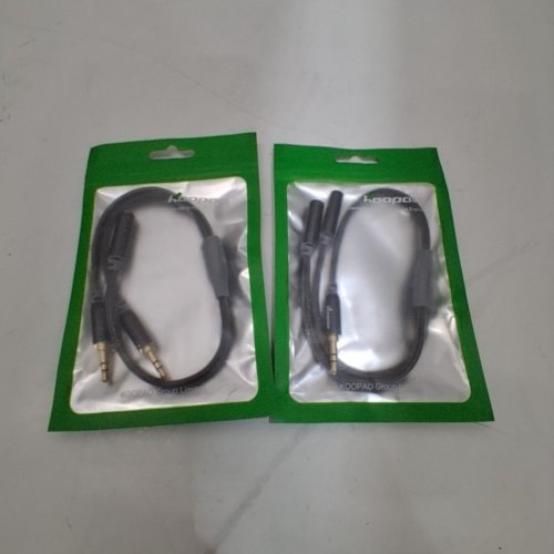 2 KOOPAO 3.5 MM HEADPHONE MICROPHONE AUDIO AUX SPLITTER CABLE- GREY image 2