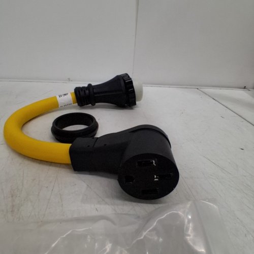 ONETAK TWIST LOCK MALE PLUG TO 4 PRONG FEMALE OUTLET RECEPTACLE - NEMA SS2-50P TO 14-50R - BLACK / YELLOW image 3