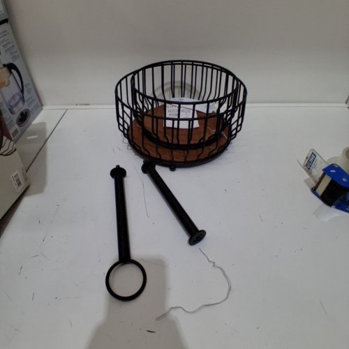 OVER&BACK 2-TIER WIRE METAL FRUIT BASKET - BLACK/ACACIA WOOD (MODEL: 1986459) image 2