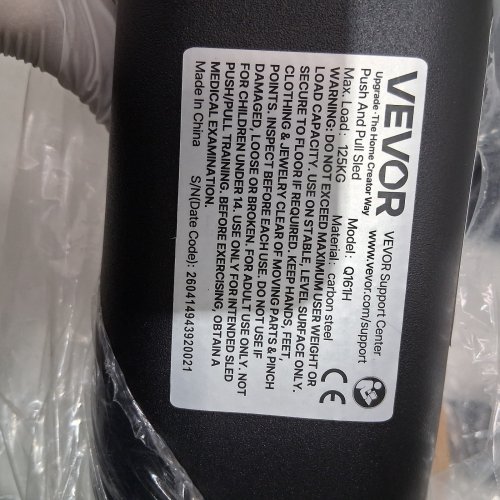 VEVOR PUSH AND PULL SLED WITH ADJUSTABLE HEIGHT HANDLE FOR ATHLETIC EXERCISE SPEED IMPROVEMENT - BLACK (MODEL: Q161H) image 2
