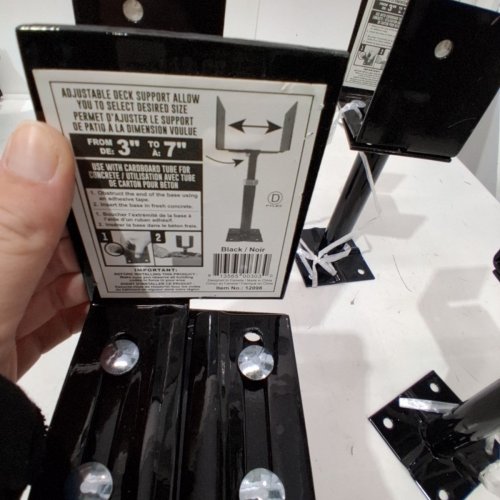 4PK PYLEX EXTENDABLE DECK SUPPORT - 3" TO 7" - BLACK (MODEL: 12098) image 3