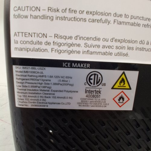 EUHOMY COUNTERTOP ICE MAKER - 120 V, 1.6 AMP (MODEL: IMB1008CA-UL) image 3