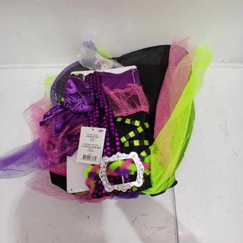 2PC GIRL'S PARTYHOLIC WITCHY WITCH COSTUME SET - LARGE (10-12) - BLACK / PURPLE / GREEN image 2