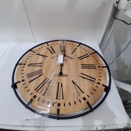 EMAX OLD TOWN WOODEN WALL CLOCK - 30" - LIGHT WOOD AND BLACK image 3