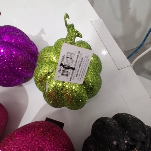 16PC GLITTER PUMPKIN AND SKULL ORNAMENTS - MULTICOLOUR image 2