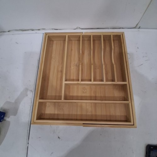 KITCHENEDGE ADJUSTABLE KITCHEN DRAWER ORGANIZER - 16"-28" - NATURAL BAMBOO image 2