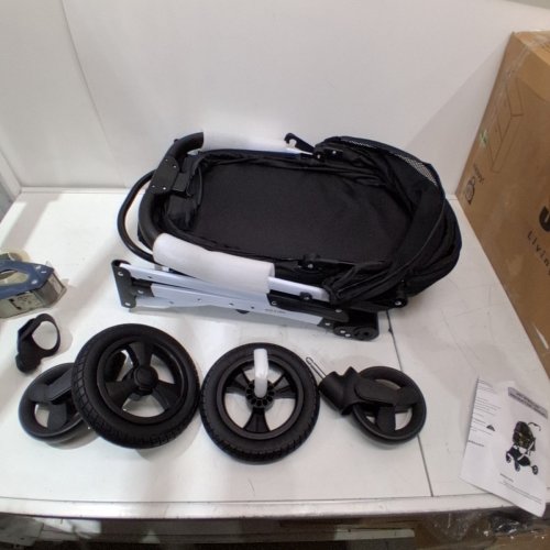 BETSOCCI FOLDABLE PET STROLLER CARRIAGE FOR SMALL TO MEDIUM SIZED PETS - 44LBS MAX - BLACK/WHITE (MODEL:‎ ‎ZR-109-FEN-CA) image 2