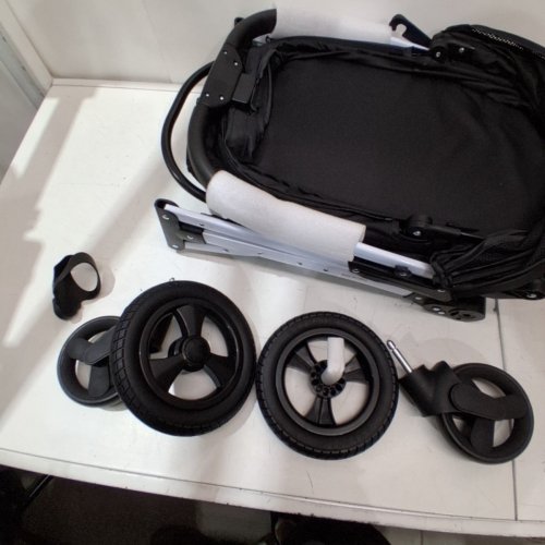 BETSOCCI FOLDABLE PET STROLLER CARRIAGE FOR SMALL TO MEDIUM SIZED PETS - 44LBS MAX - BLACK/WHITE (MODEL:‎ ‎ZR-109-FEN-CA) image 3