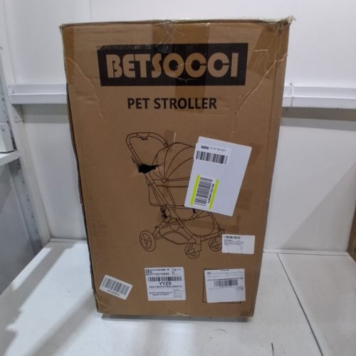 BETSOCCI FOLDABLE PET STROLLER CARRIAGE FOR SMALL TO MEDIUM SIZED PETS - 44LBS MAX - BLACK/WHITE (MODEL:‎ ‎ZR-109-FEN-CA) image 4