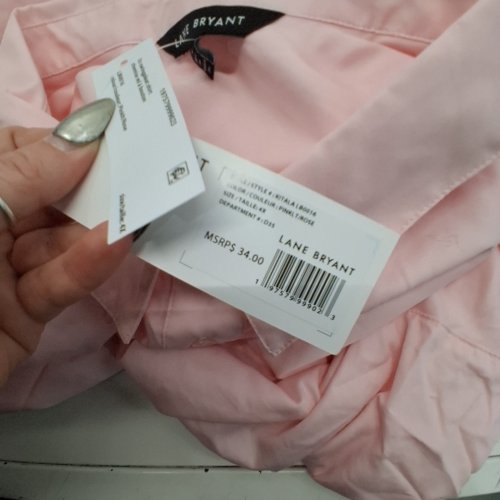 WOMEN'S LANE BRYANT PLUS BUTTON-UP SHIRT - 4X - PINK/ROSE image 2