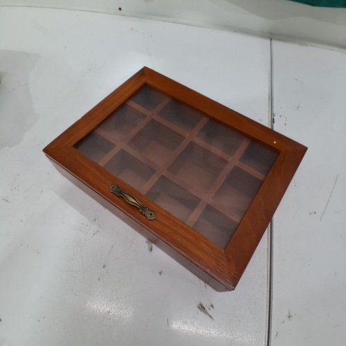 DECORATIVE WOODEN STORAGE AND ORGANIZER BOX - 10"X8"X2.5" - BROWN image 2