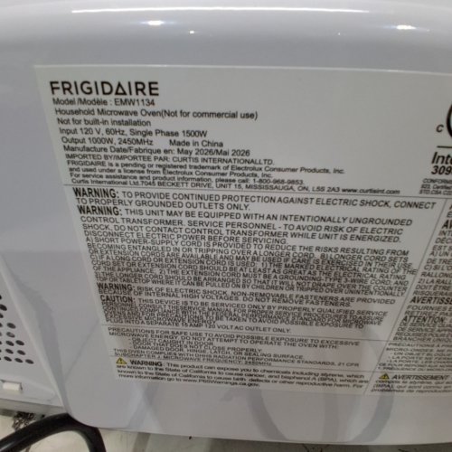 FRIGIDAIRE COUNTERTOP MICROWAVE OVEN - 1.1 CU.FT. - STAINLESS STEEL/BLACK (MODEL:EMW1120-B-3ACOM) image 12