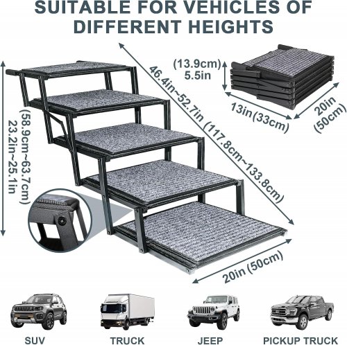 FOLDABLE PET STARS FOR CARS - 20" X 23.2"-25.1" - BLACK/GREY image 2