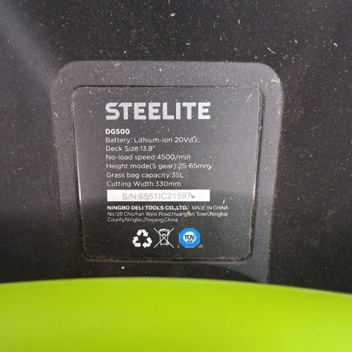 STEELITE CORDLESS ELECTRIC LAWN MOWER *TOOL ONLY* - 5-POSITION HEIGHT ADJUSTMENT - 8GAL BAG - 13'' - 21V - (MODEL: ‎DG500) image 7